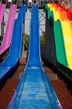 
Colorful water slide in aqua park .
