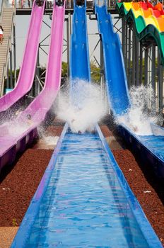 
Colorful water slide in aqua park .
