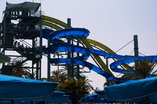
Colorful water slide in aqua park .
