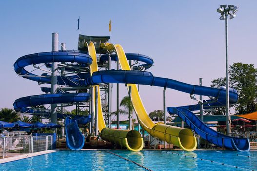 
Colorful water slide in aqua park .
