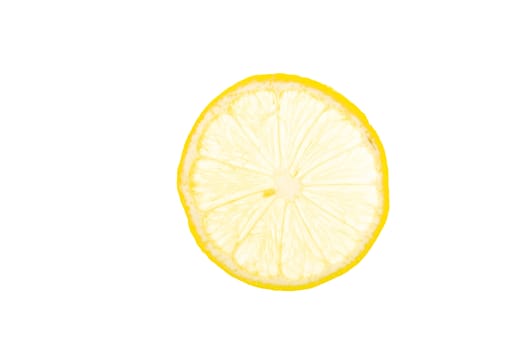slice of fresh yellow lemon on white background