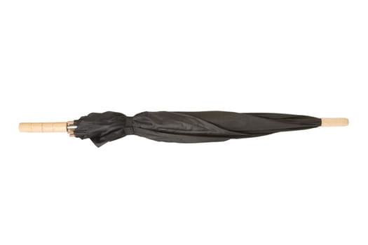 black umbrella isolated on white, protection from sun and rain
