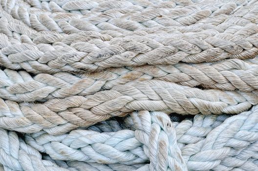 Twisted rope. Equipment on board sailing ship