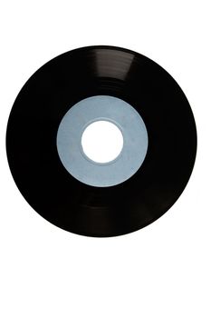 front view of black vinyl with blue label