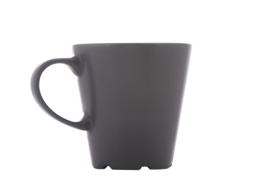front view of gray cup on white background