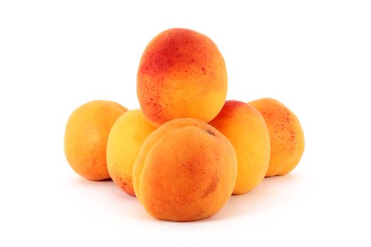 Fresh, colorful ripe apricots, isolated on white