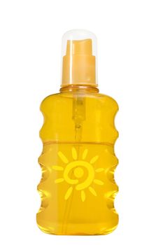 oil product, sun protection on white background