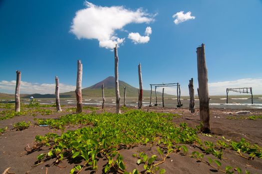 Photo of the volcano Momotombo. View from the lake of Managua