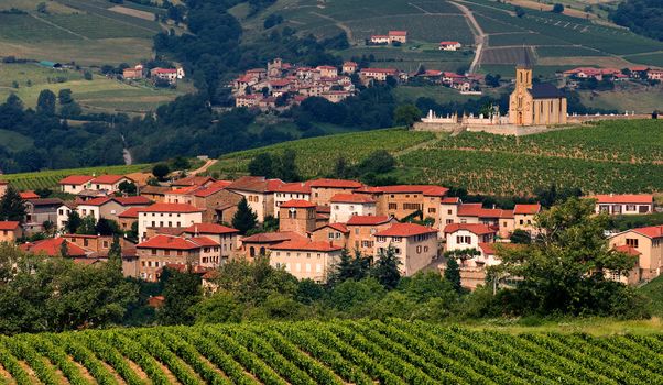 Village in the famous winemaking region of Beaujolais in France.  