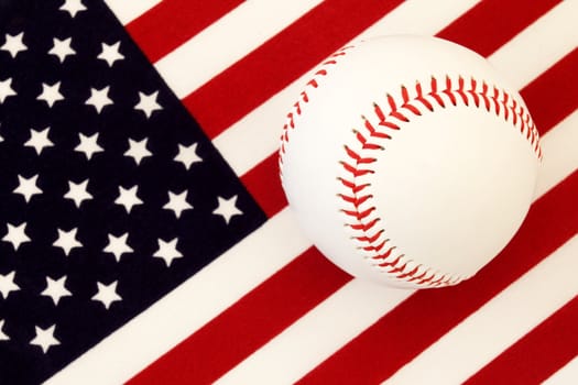 Symbols of flag and baseball combine to suggest the celebration of nation and sport.