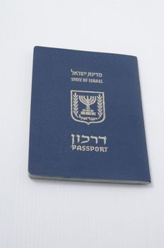 Israeli passport isolated on white background .