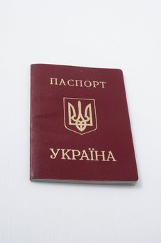 Ukrainian passport isolated on white background .