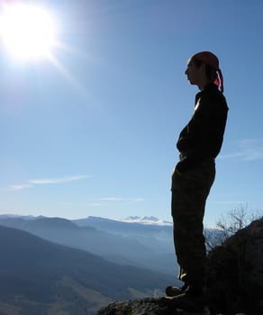 silhouette, expectations, thoughts, men, mountains