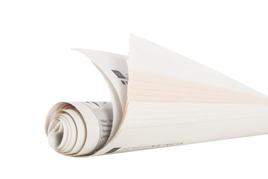 Roll of newspapers, isolated on white background 