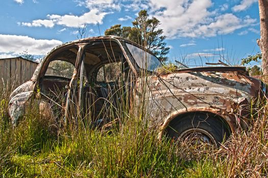 Abandoned Car in the New Zealand Countryside