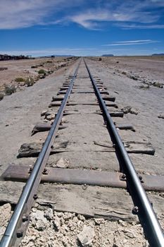 Train track into the Bolivian Horizon