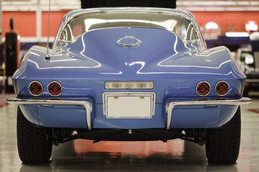 Vintage Blue Corvette seen from back