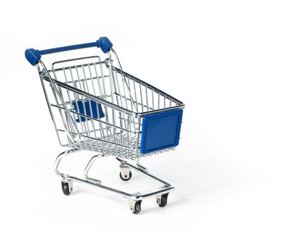 Isolated shopping trolley over white