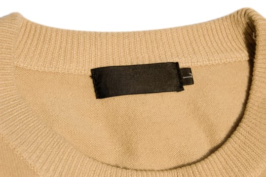 close-up of clothing label with L size