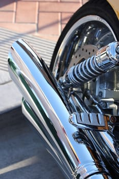 Close up of a motorcycle.