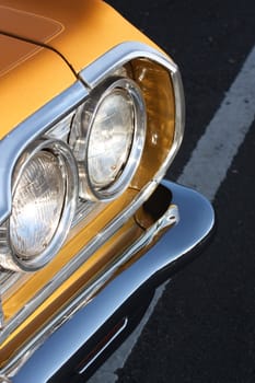 Close up of a classic car.