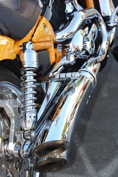 Close up of a motorcycle.