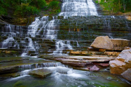 Fresh water cascade of Albion Falls on a hot summer day