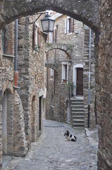 Caruggio of Genoa narrow streets in the old town