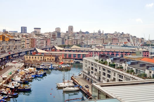 View of the town of Genoa in Italy
