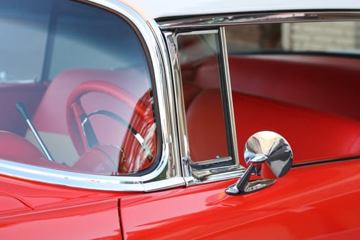 Close up of a classic car.