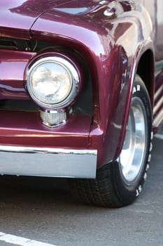 Close up of a classic car.