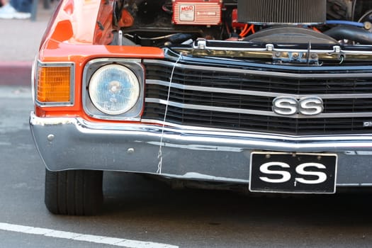 Close up of a classic car.