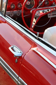 Close up of a classic car.