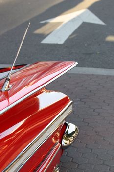 Close up of a classic car.