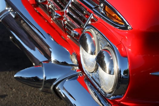 Close up of a classic car.