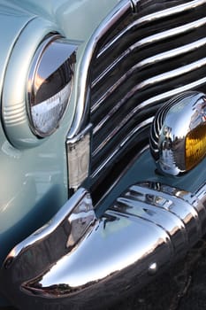 Close up of a classic car.