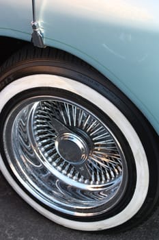 Close up of a classic car.