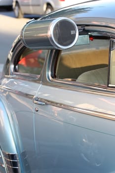 Close up of a classic car.