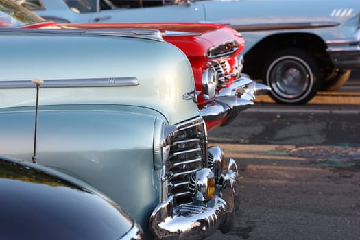 Close up of a classic car.