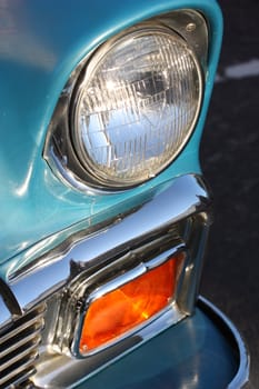 Close up of a classic car.