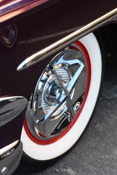 Close up of a classic car.