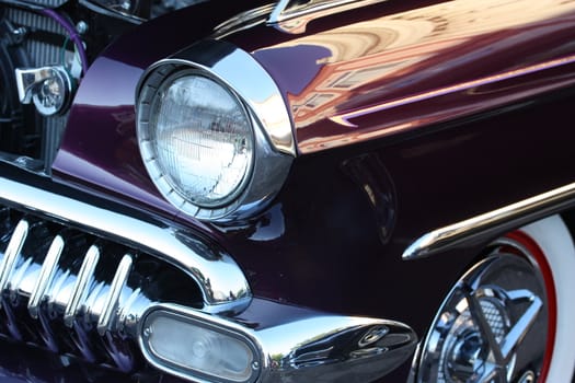 Close up of a classic car.