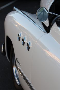 Close up of a classic car.