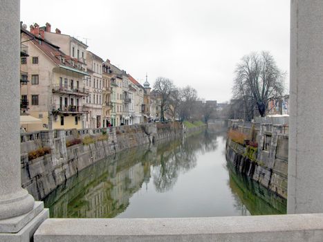 View of the town of Ljubljana in Slovenia