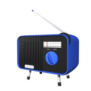 3d illustration of a blue retro radio