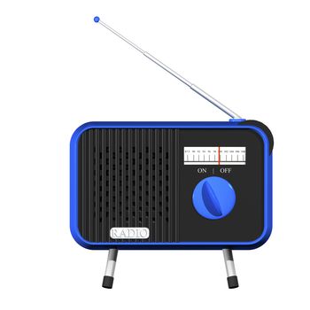3d illustration of a blue retro radio