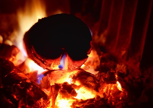 Close up photo of a fireplace