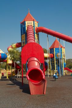 Outdoor kids playground with bright colors .