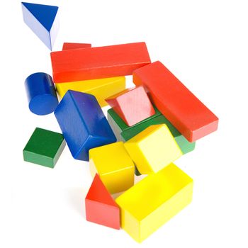 colorful building blocks on a white background