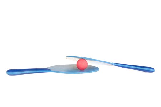an exciting beach game, on white